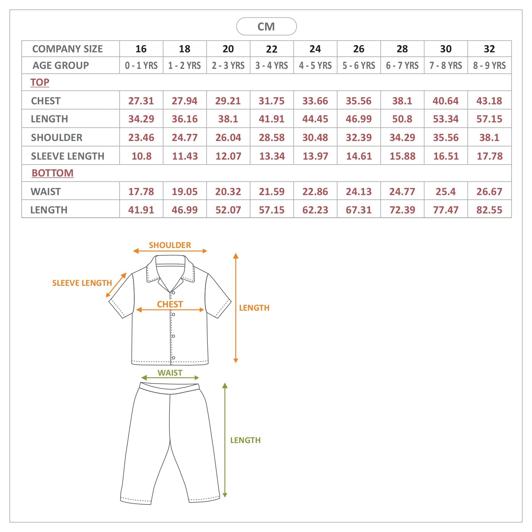 Size Chart 1